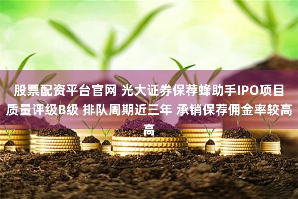股票配资平台官网 光大证券保荐蜂助手IPO项目质量评级B级 排队周期近三年 承销保荐佣金率较高