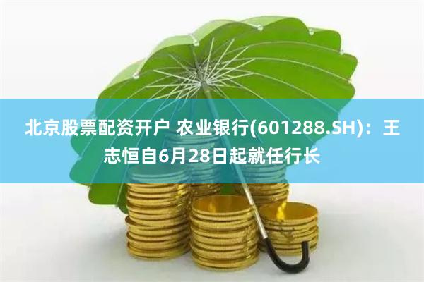 北京股票配资开户 农业银行(601288.SH)：王志恒自6月28日起就任行长