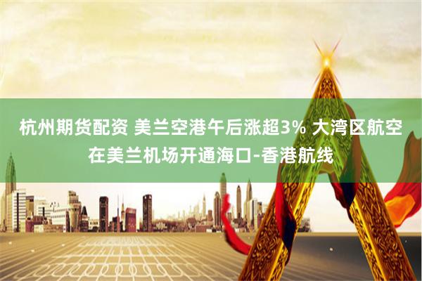 杭州期货配资 美兰空港午后涨超3% 大湾区航空在美兰机场开通海口-香港航线